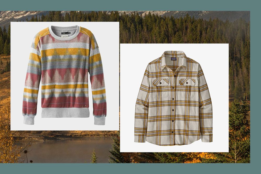 Fall apparel over mountain landscape